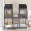 Full Over Full Bunk Bed With Roof, Window, Guardrail, Ladder - Antique Gray - Image 10