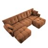 Elegant Textured 3 Seater Sofa Set With Ottoman And Throw Pillows Frame - Burnt Orange - Image 18