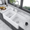 Sink 33" Double Bowl Apron Front Kitchen Sink 50 / 50 - White - Image 2