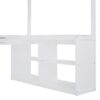 Full Loft Bed With U Shaped Desk, Storage Compartments And Tri Fold Mirror - White - Image 13