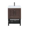 Modern Freestanding Bathroom Vanity With Ceramic Sink, Hot And Cold Faucet, 2 Door Cabinet & Open Iron Shelf, Magnesium Oxide And Iron Frame - Walnut - Image 6