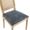 Elegant French Country Dining Chairs (Set of 6) With Cane Backrest & Upholstered Seats Solid Rubberwood Frame - Blue Gray - Image 8