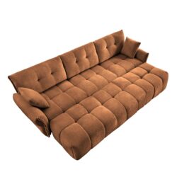 Elegant Textured 3 Seater Sofa Set With 3 Ottomans And Pillows Frame - Burnt Orange