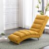 Ergonomic Linen Massage Chaise Lounge With Remote Control - Color, 5 Modes For Office, Living Room, Bedroom - Mustard - Image 2