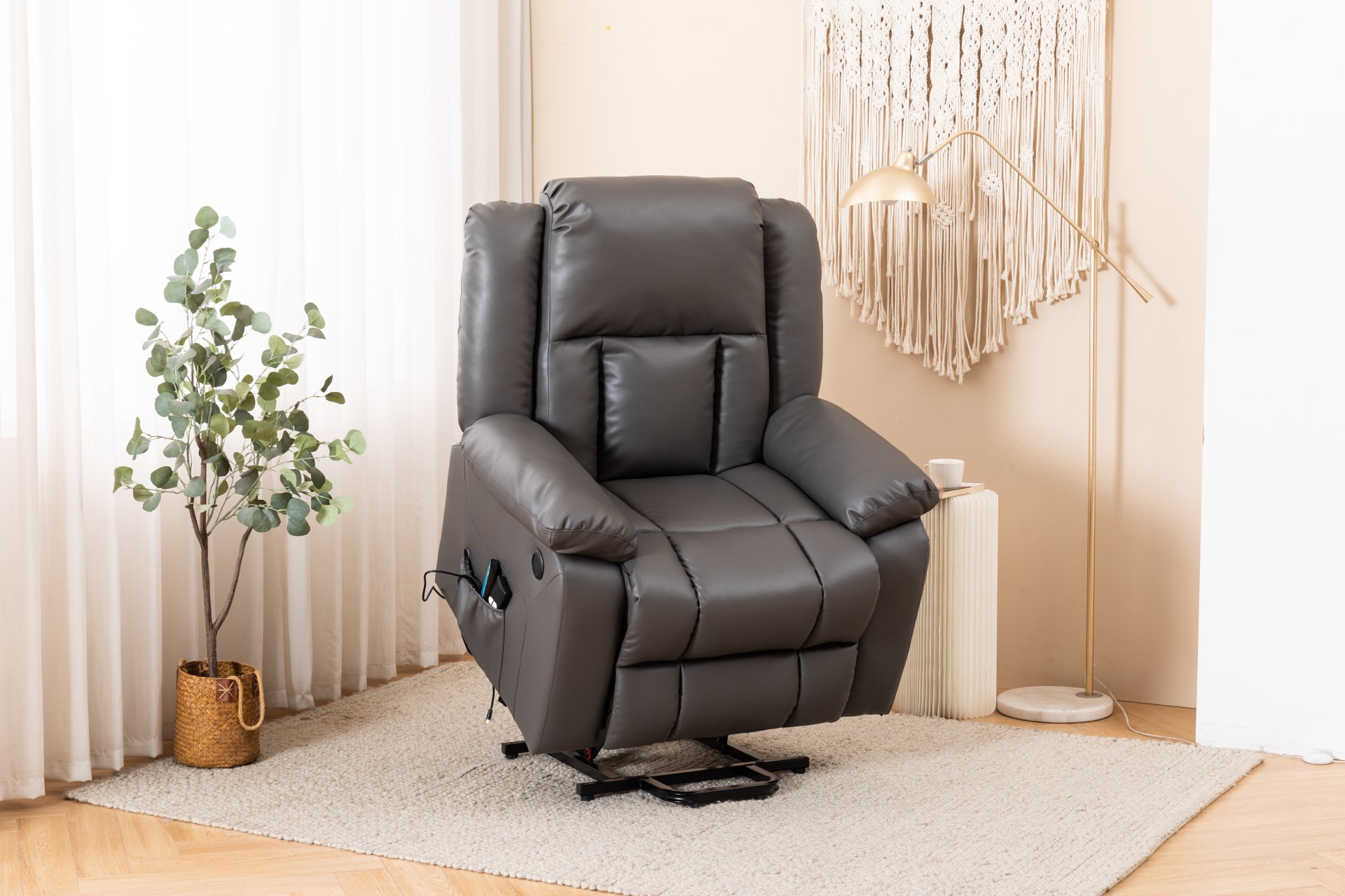 Electric Power Massage Recliner Chair - Dark Gray - Image 16
