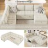 U-Shaped Sofa Sectional Sofa Pull-Out Sofa Bed With A Storage Chaise Lounge, Charging Devices For Living Room - Beige - Image 6