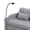 Modern Velvet Loveseat Futon Sofa Couch With Pullout Bed, Adjustable Backrest, Toss Pillows - Light Gray - Image 16