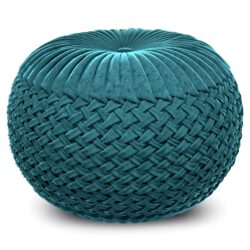 Grafton - Velvet Round Pouf - Teal