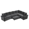 L-Shaped Sofa Convertible Sofa Bed Pull Out Sofa Sleeper With Two Back Pillows, Two USB Ports And Two Power Sockets For Living Room - Gray - Image 11