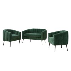 3 Piece Living Room Set, Loveseat & Accent Chairs - Green