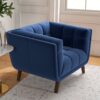 Addison - Velvet Lounge Chair - Dark Blue - Image 8