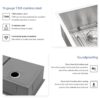 Undermount Double Bowl Kitchen Sink 60 / 40 16 Gauge, 9" Depth - Brushed Nickel - Image 9