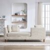 Wide Modern Double Sided Upholstered Chaise Lounge, Sleeper Sofa - Beige - Image 5