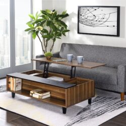 Avala - Coffee Table With Lift Top - Walnut / Black