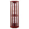 6 Shelf Lighted Corner Curio Cabinet With Adjustable Tempered Glass Shelves And Mirror Back (E26 Light Bulb Not Included) - Cherry - Image 8