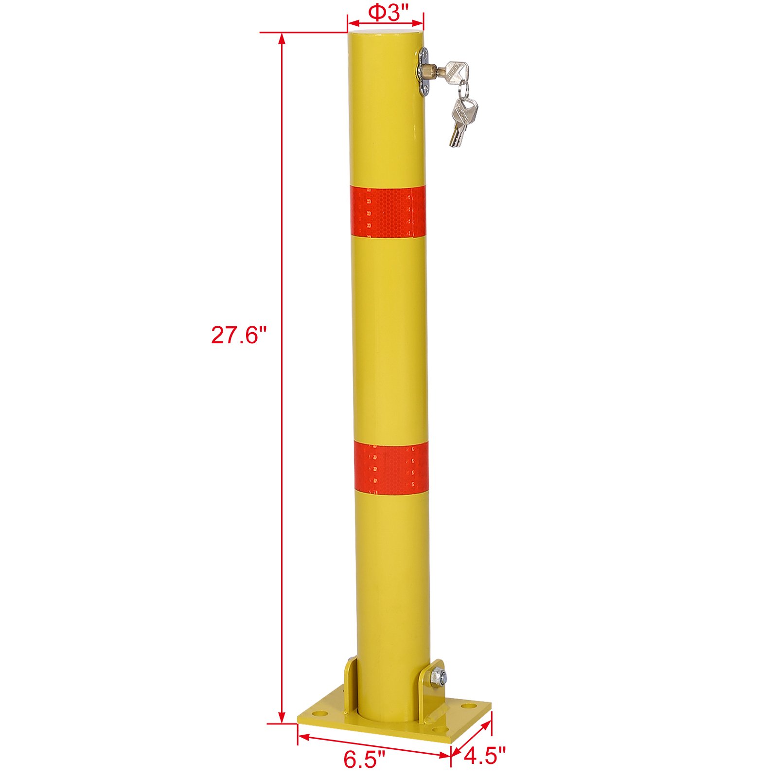 Round Steel Parking Bollard With Lock For Car Parking Protection And Home Garage Decor - Yellow - Image 3