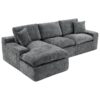 Cloud Sectional Sofa Upholstered Sofa Couch With Double-Layer Cushion And Side Pockets, Free Combined Sectional Sofa Full Compressed Sofa For Living Room - Gray - Image 19