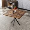 Mid Century Modern Square Dining Table Set With Faux Marble Tabletop And Iron Legs For 4, Space Saving Design - Brown / Blue - Image 6