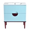 Bathroom Vanity Cabinet With Ceramic Sink Combo Set, Frame Modern Bathroom Storage Cabinet With 2 Drawers - Blue - Image 10