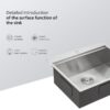 25" Drop In Kitchen Sink Stainless Steel 16 Gauge Workstation Single Bowl - Gray - Image 5