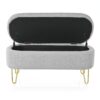 Upholstered Oval Storage Bench With Metal Legs - Gray - Image 9