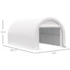 Outsunny - 10' x 16' Carport, Heavy Duty Portable Garage Storage Tent With Large Zippered Door, Anti-Uv Pe Canopy Cover For Car, Truck, Boat, Motorcycle, Bike, Garden Tools, Outdoor Work - White - Image 3