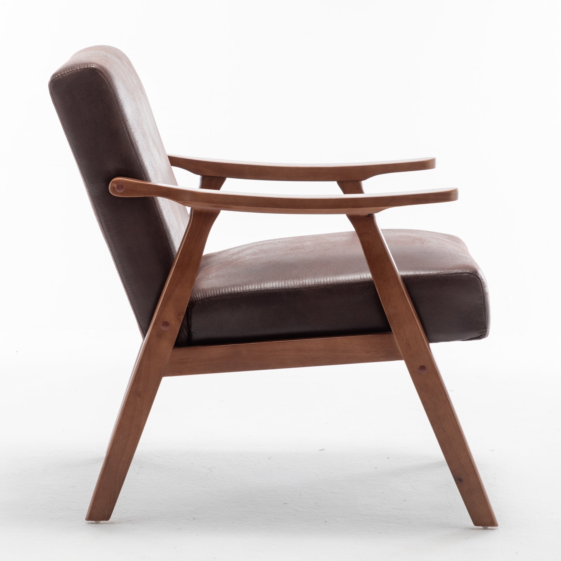Accent Chair, Classic Mid - Century Modern Living Room Furniture For Extra Seating - Dark Brown - Image 3