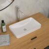Semi Recessed Bathroom Sink With Countertop Vessel Design, 19" X 12" - White - Image 5