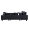Modern U Shape Sectional Sofa, Velvet Corner Couch With Lots Of Pillows Included, Elegant And Functional Indoor Furniture - Black - Image 7