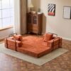 Floor Couch, Compression Sofa, Convertible Floor Sofa Bed With Pillow Back Support Armrest - Orange - Image 10