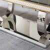 Luxury Modern Dining Table With Faux Marble Top And Dual Circle Base - Black - Image 6