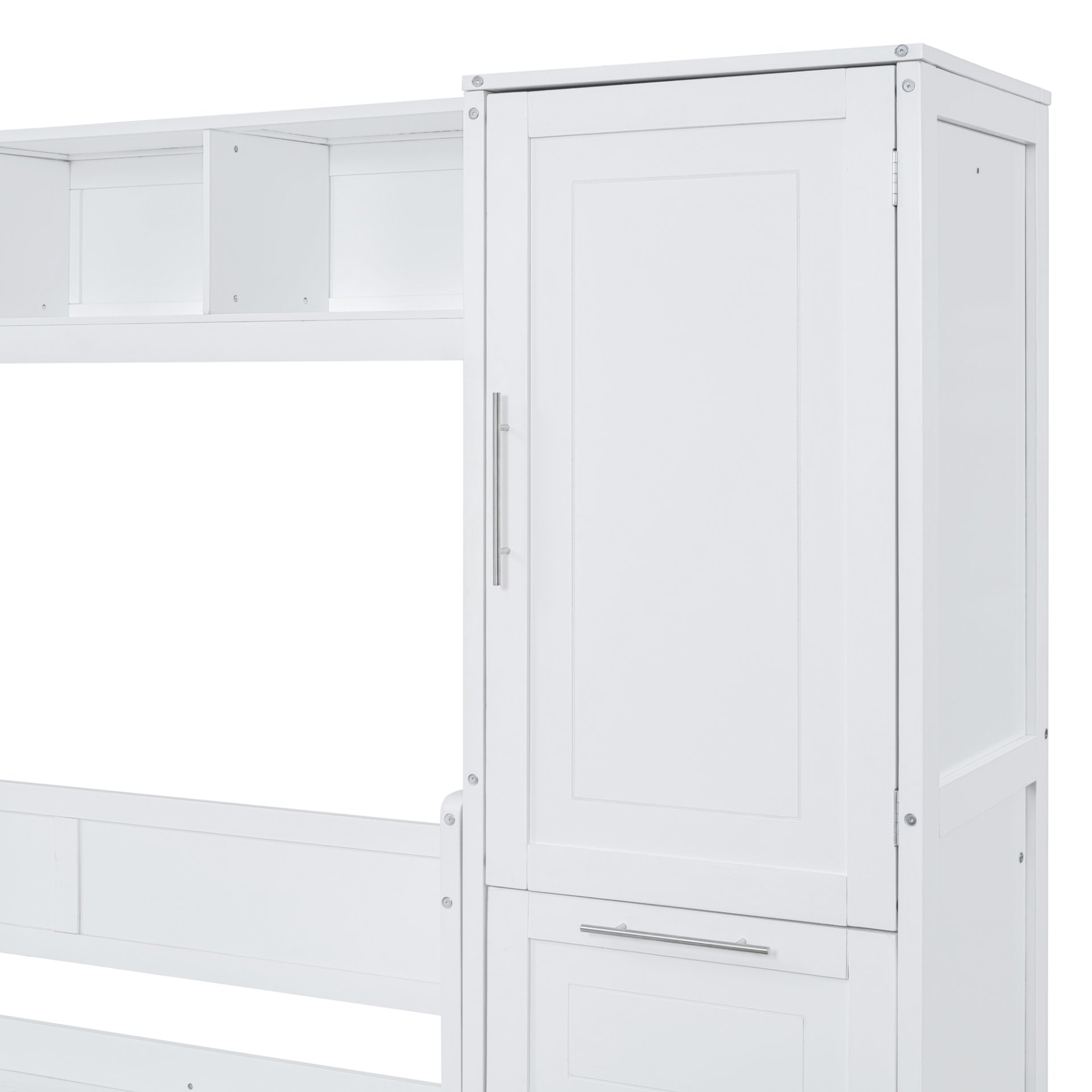 Queen Size Murphy Wall Bed With Closet And Drawers - White - Image 11