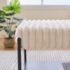 Upholstered Ottoman Coffee Table Foot Rest With Metal Legs And Open Storage - Beige - Image 8