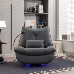 270 Swivel Glider Recliner Chair, Power Recliner Rocking Chair, USB Port Charge For Nursery Chair With Atmosphere Lamp For Living Room Bedroom Apartment - Dark Gray