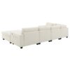 U Shaped Sectional Sofa 6 Seat Couch Set With Oversized Ottoman, Hidden Armrest Storage And Cup Holders USB Charging Ports Wide Seat Sofa - Off White - Image 8