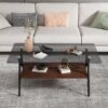 Rectangle Coffee Table With Tempered Glass Top And Brown MDF Shelf, Modern Table For Living Room - Gray - Image 7