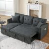 Sectional Sofa Bed L Shaped Sofa Couch Bed With USB Port, Reversible Sofa Couch Sleeper With Pull Out Bed, Chaise With Storage, Pull Out Couch For Living Room - Gray - Image 3