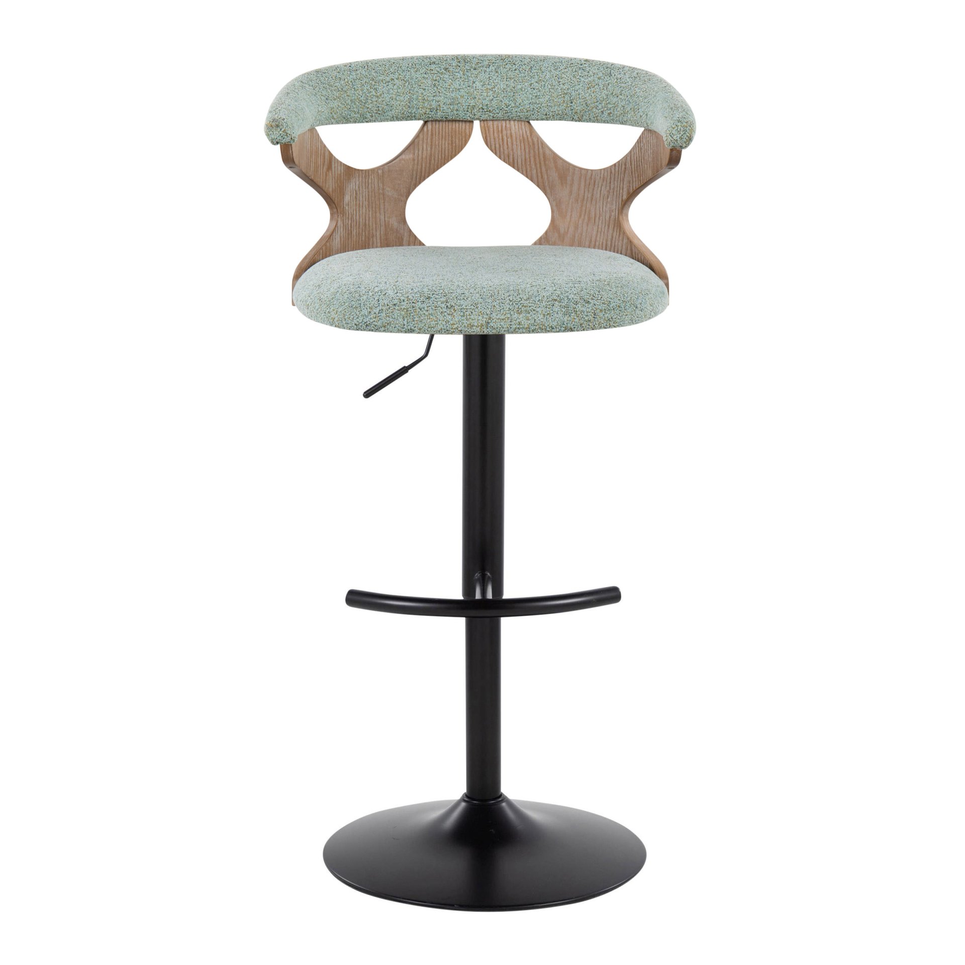 Gardenia - Contemporary Adjustable Barstool With Swivel & Rounded T Footrest (Set of 2) - Green - Image 5