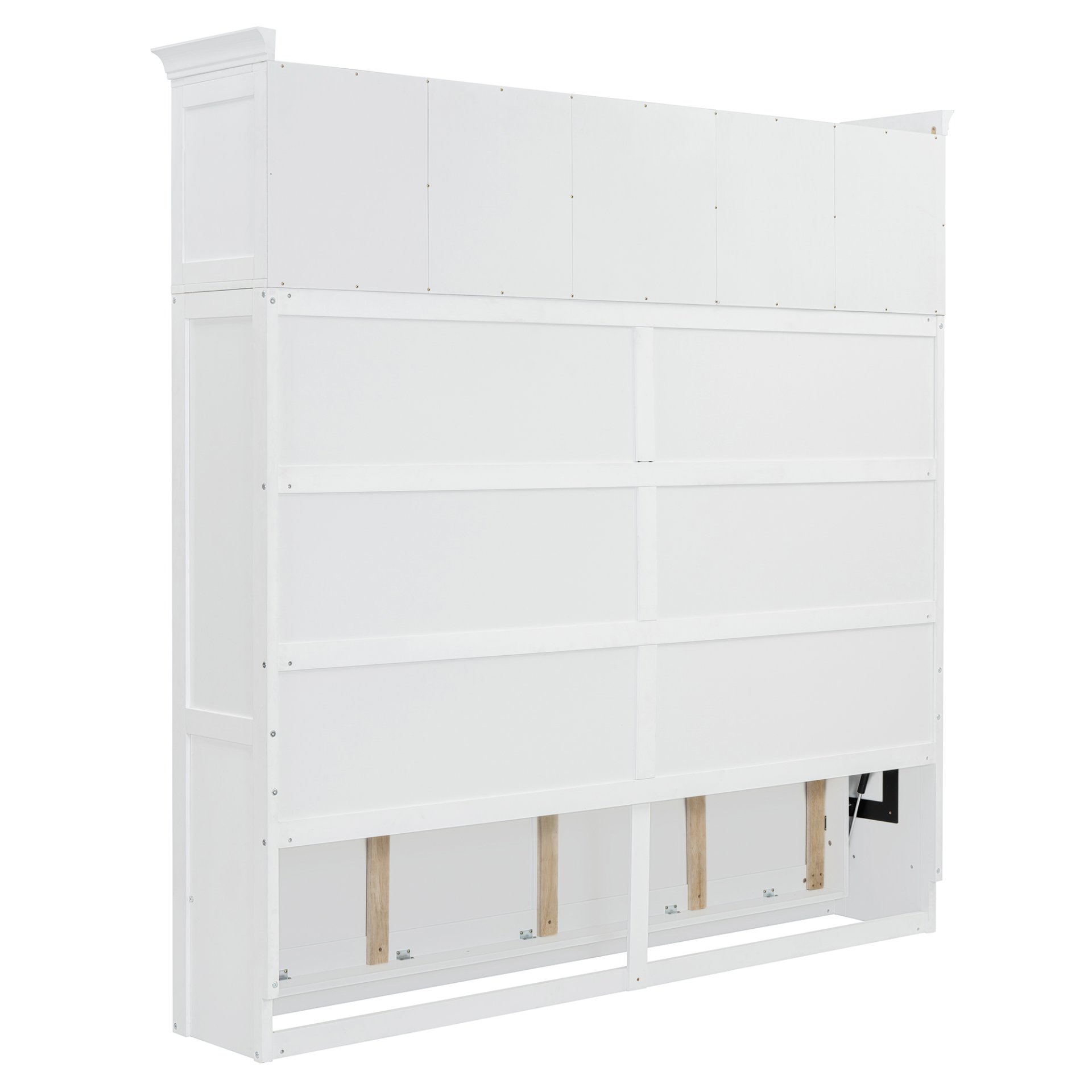 Queen Size Murphy Wall Bed With Top Cabinets & Wine Rack - White - Image 10