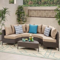 Pt Limon - 5 Pieces Sofa Set - Brown / Beige