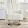 Accent Rocking Chair With Pillow, Spacious & Comfortable Seating For Living Room Or Bedroom - Cream White - Image 5