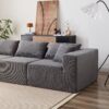 Corduroy Modular L Shaped Sectional Sofa, Luxury Floor Couch Set, 4 Piece Free Combination - Gray - Image 10