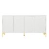 Multi Functional Storage Cabinet, 4 Door Sideboard With Unique Texture, Adjustable Shelves - White - Image 9