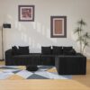 Modular U-Shaped Sectional Sofa, 4 Seater Chaise Lounge With Reversible Design Striped - Black - Image 4