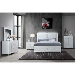 Brenda - 5 Piece King Bedroom Set With LED Lighting - Gray