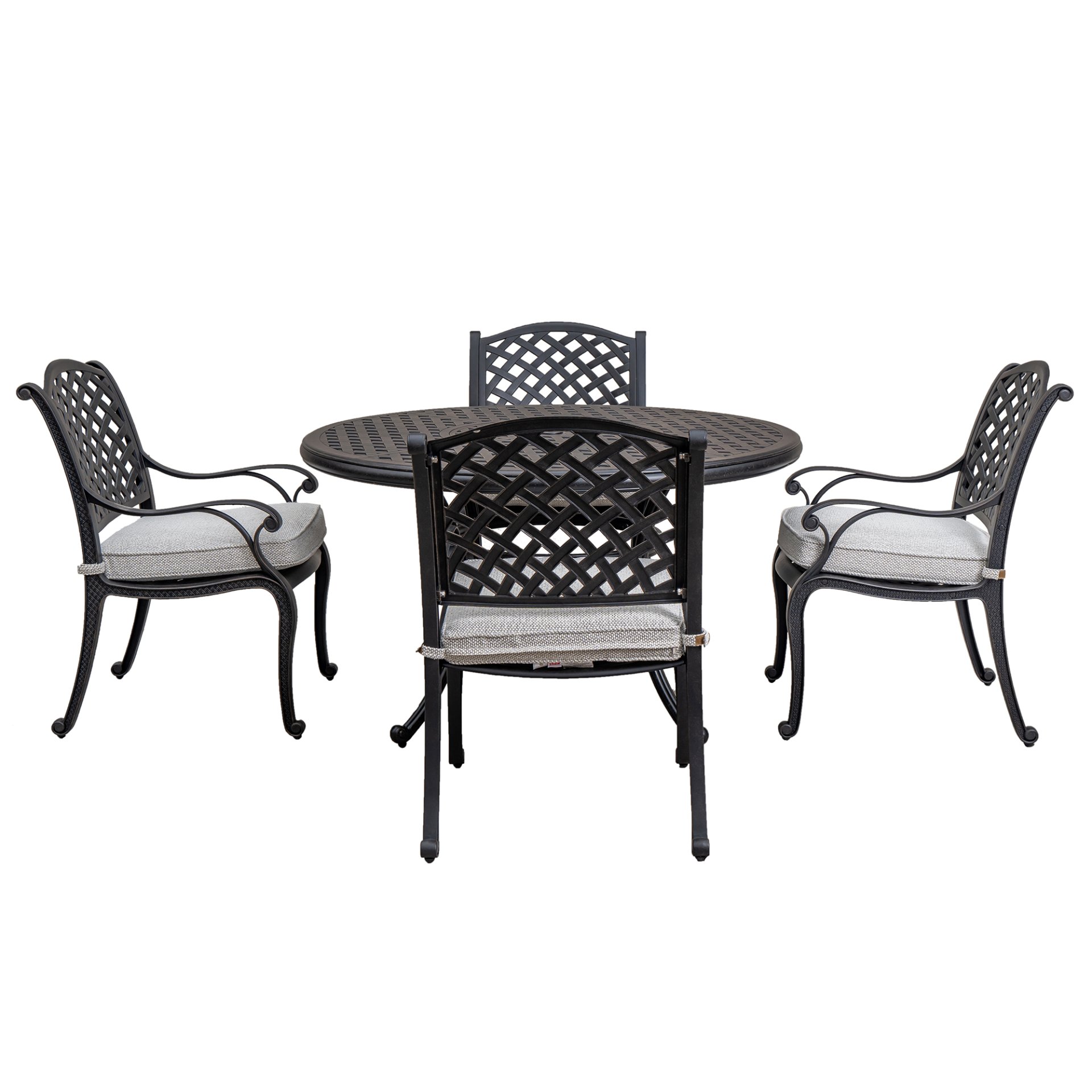Stylish Outdoor 5 Piece Aluminum Dining Set With Cushion (4 Arm Chairs And Table) - Sandstorm - Image 2