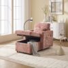 Multifunctional Lazy Person Sofa Recliner With Storage Backrest And Cell Phone Bracket For Living Room And Bedroom - Pink - Image 10