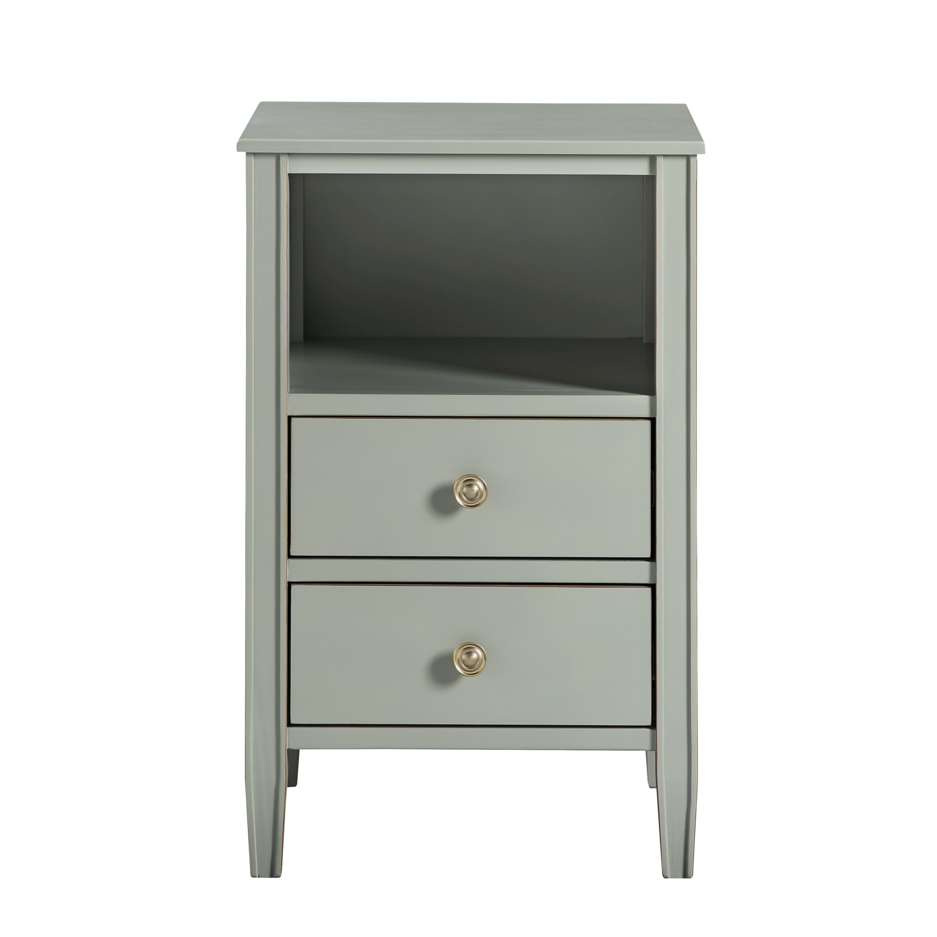 Winston - 2 Drawer Storage Nightstand With Fluted Tapered Legs And Knobs - Antique Gray - Image 9