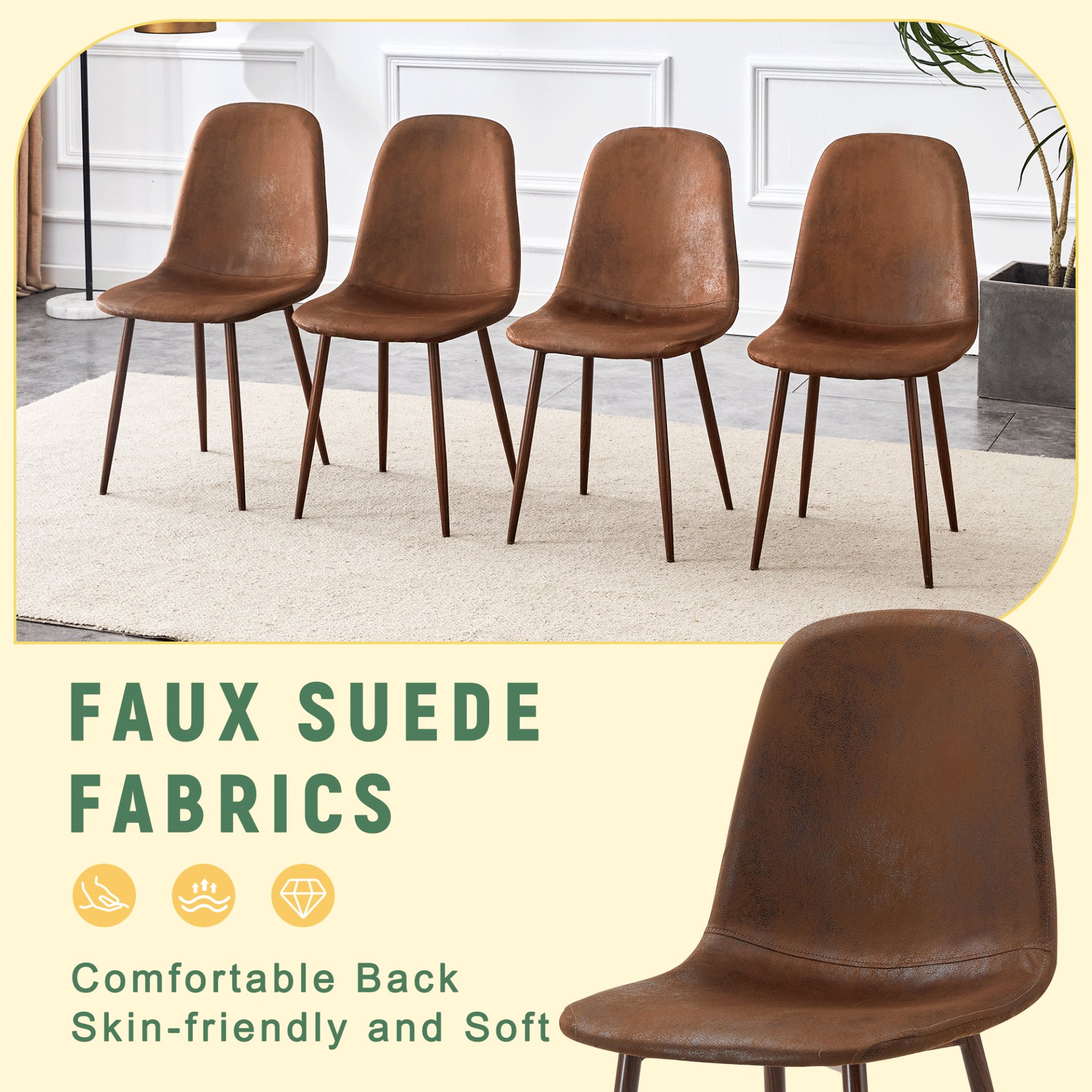 (Set of 4) Backrest AndTransfer Legs Chairs Adding A Touch Of Elegance To Minimalist And Scandinavian Style Homes - Walnut - Image 7