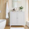 Mid Century Modern Double Door Storage Cabinet With Knobs - White - Image 6